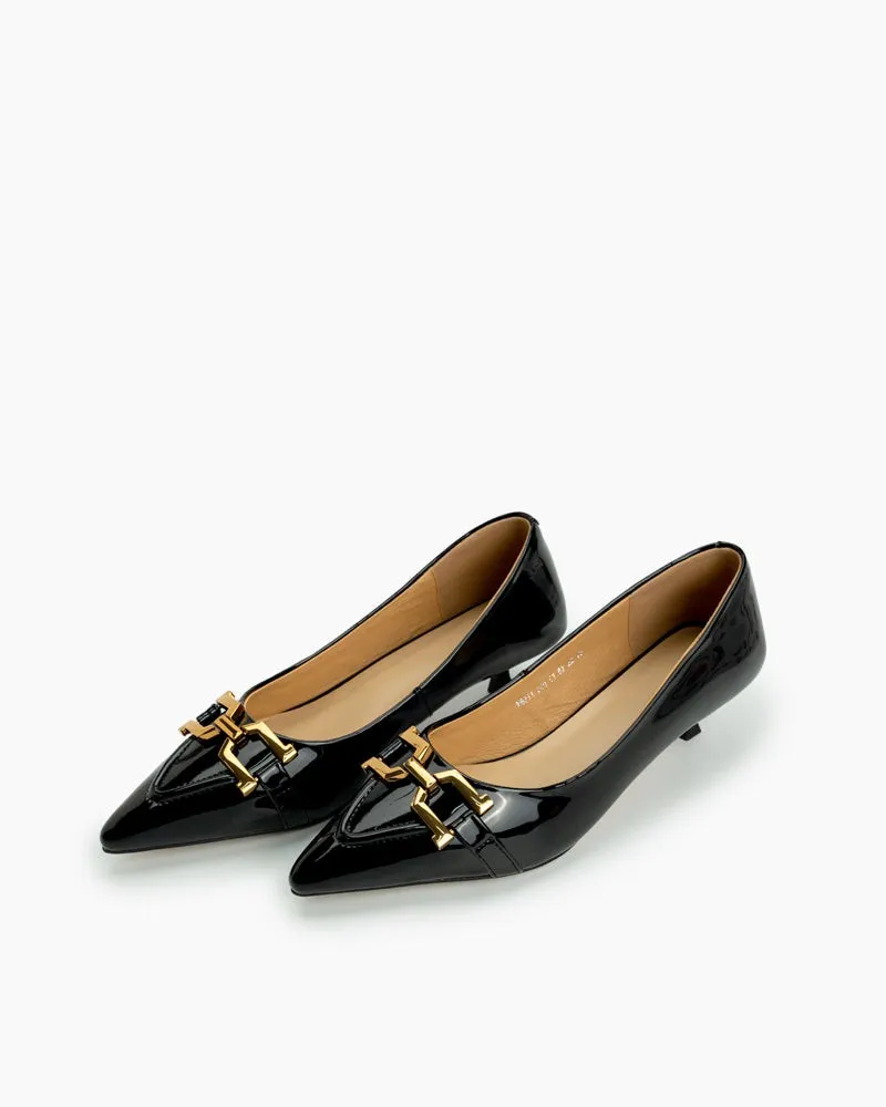 Retro Metal Decor Pointed Toe Stiletto Heels