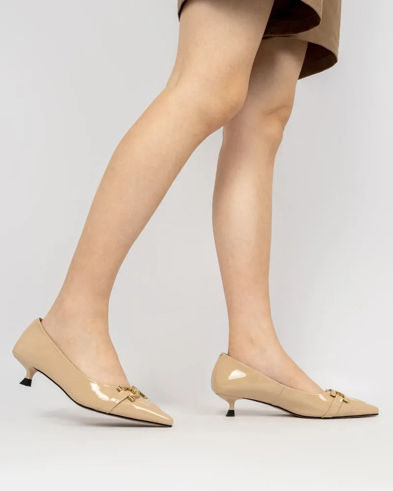 Retro Metal Decor Pointed Toe Stiletto Heels
