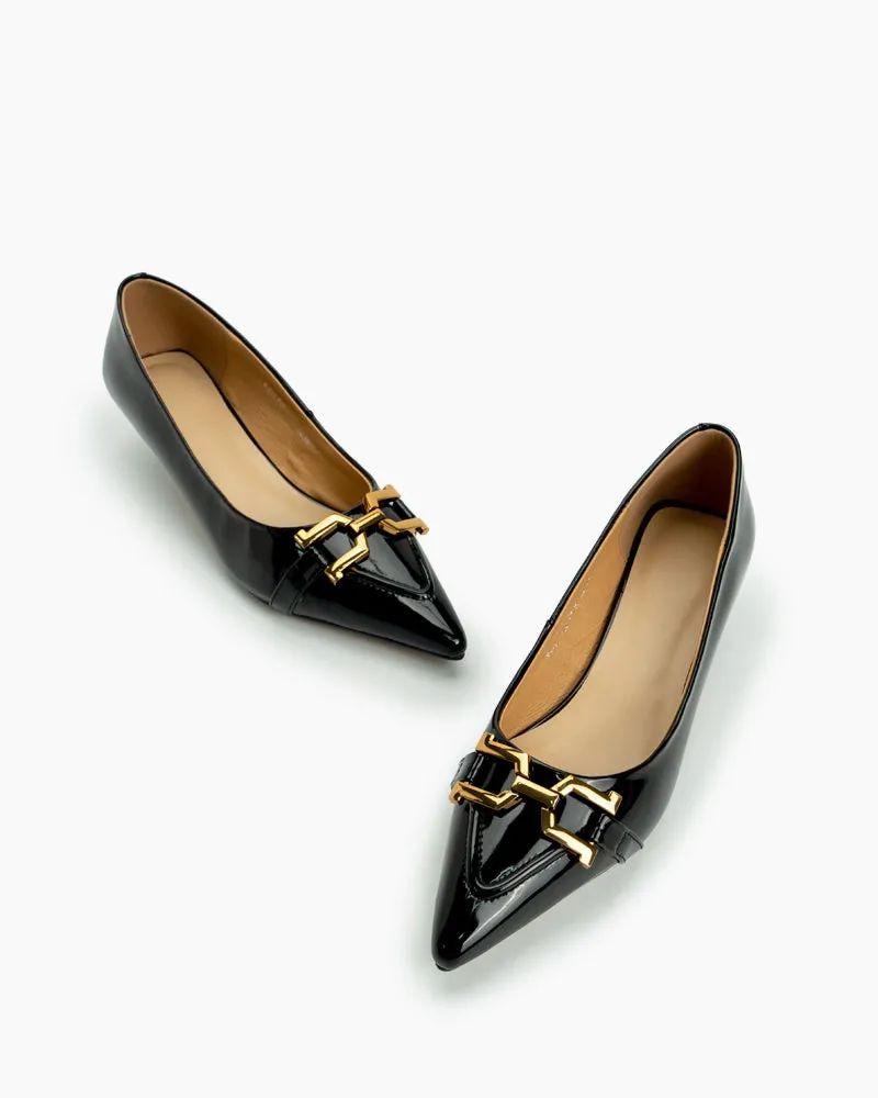 Retro Metal Decor Pointed Toe Stiletto Heels