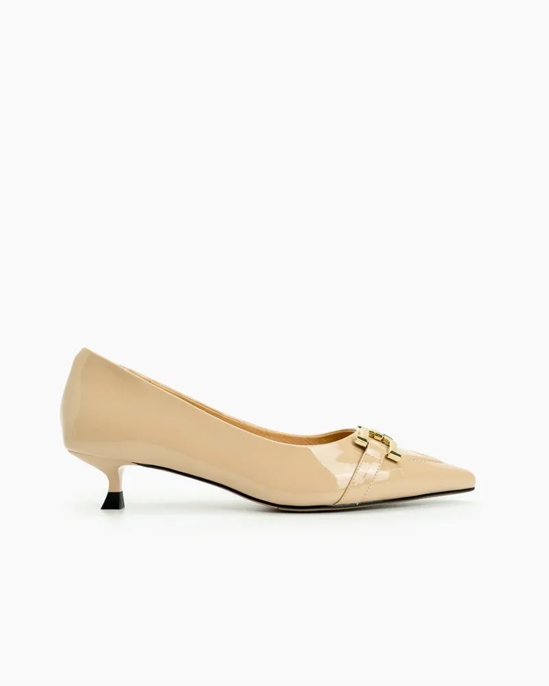 Retro Metal Decor Pointed Toe Stiletto Heels