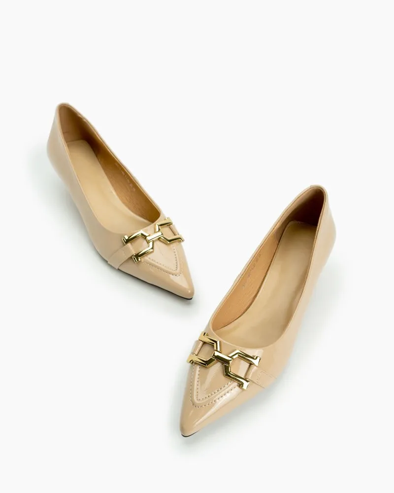 Retro Metal Decor Pointed Toe Stiletto Heels