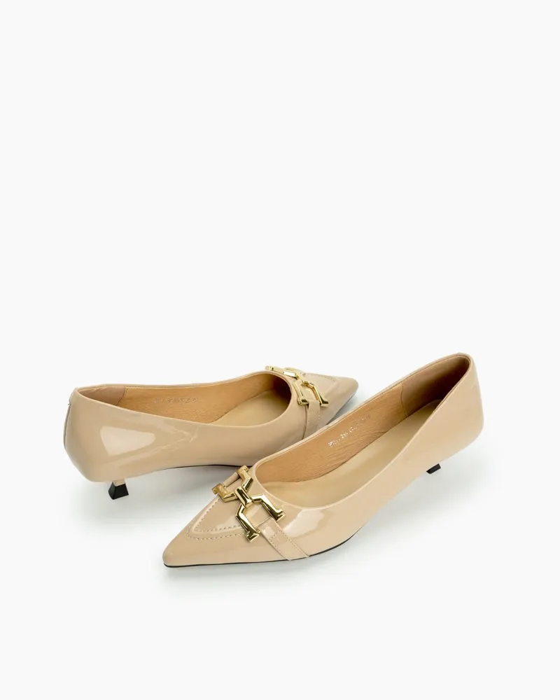 Retro Metal Decor Pointed Toe Stiletto Heels