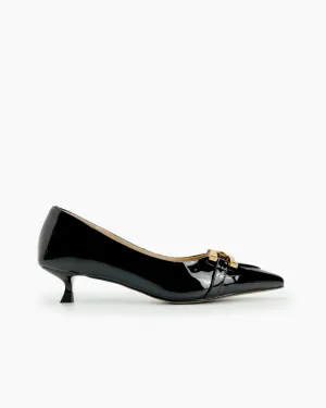 Retro Metal Decor Pointed Toe Stiletto Heels