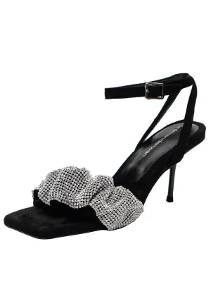 Retro Mid-Heel Square Toe Rhinestone High Heels MHE1084
