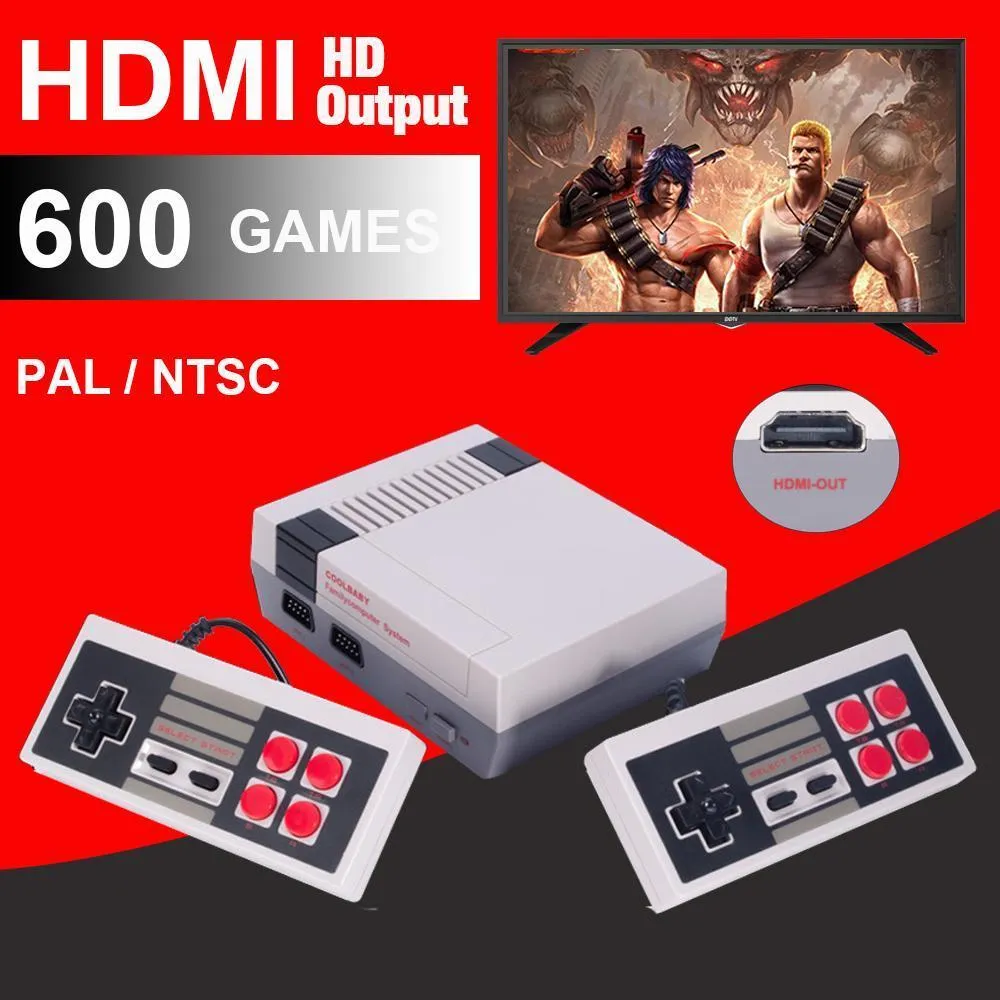 Retro Mini TV Game Console with Built-in 620/600/500  Classic Games   Dual Gamepad Controls HDMI/AV 8 Bit Retro Video Game Console