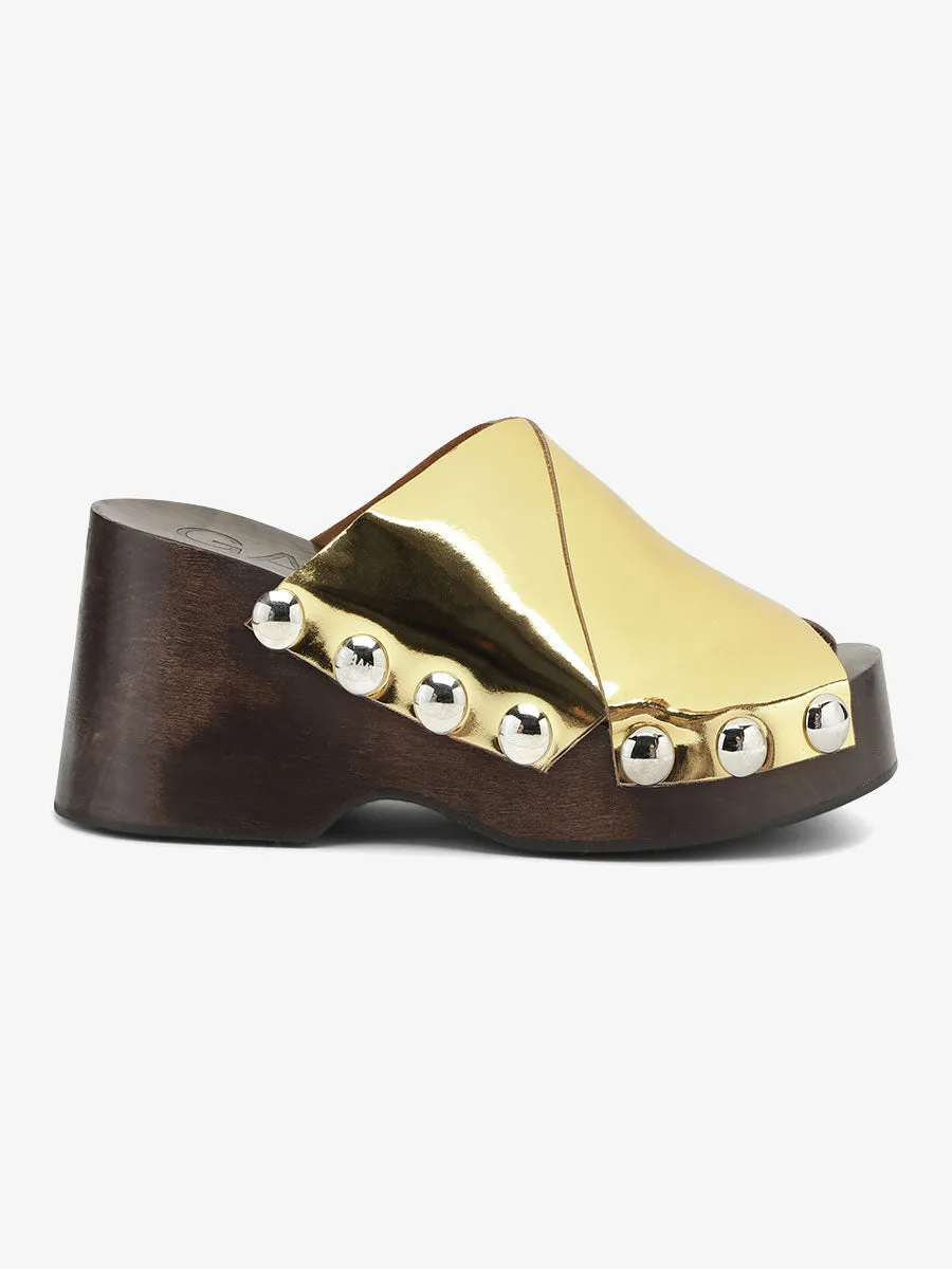 Retro Peep Toe Wood Sandal