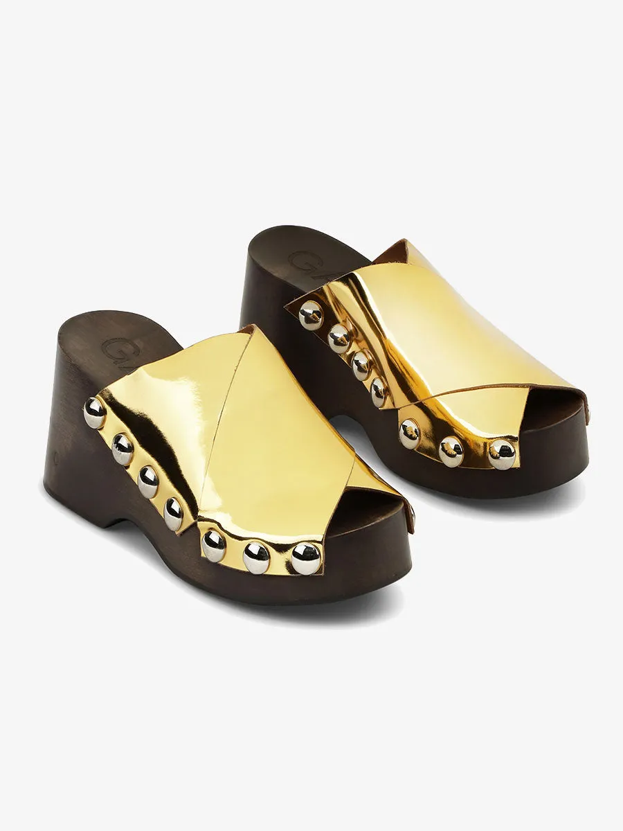 Retro Peep Toe Wood Sandal