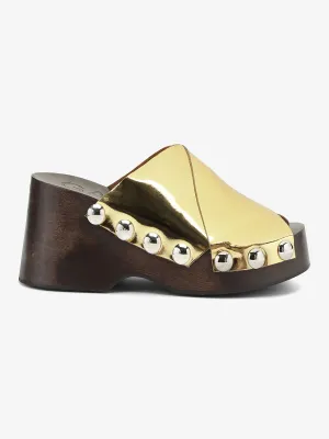 Retro Peep Toe Wood Sandal