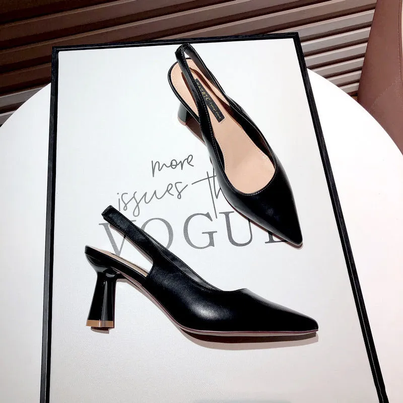 Retro Pointed Toe Chunky High Heels