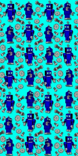 Retro Robots Acrylic Wall Panels Home Decor Wall Panels 2440mmm x 1220mm