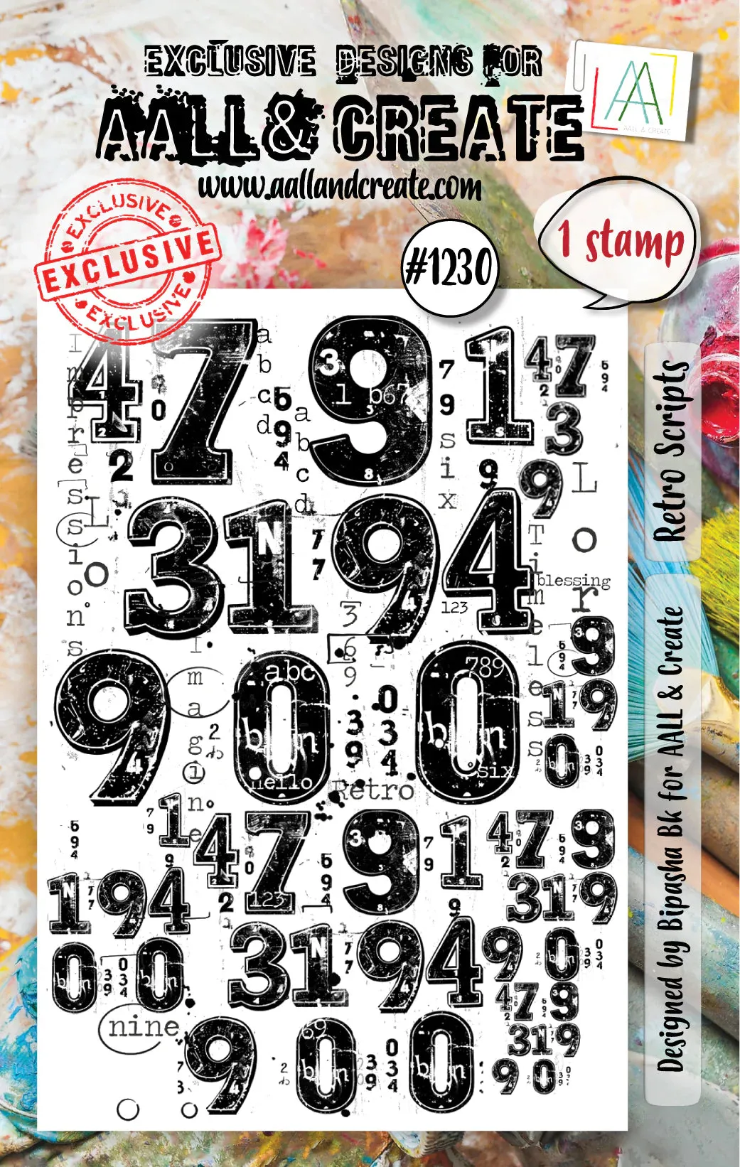 Retro Scripts A7 Clear Stamp #1230 AALL and Create