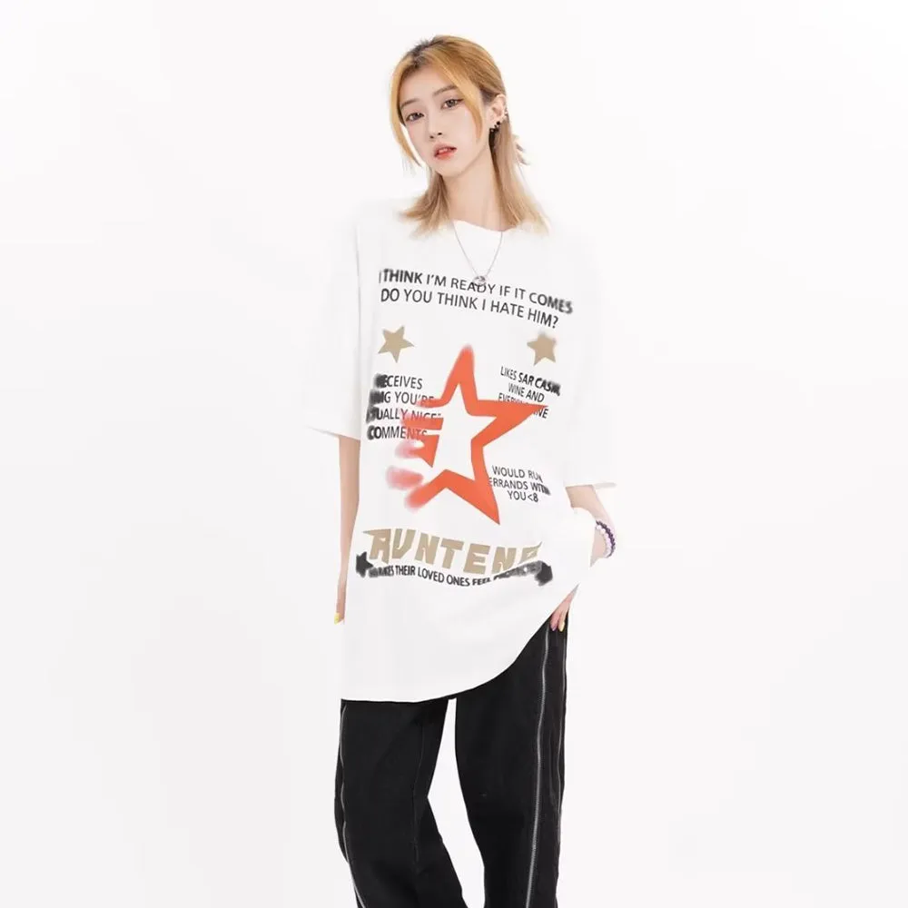 Retro Star Letter Print T-Shirt