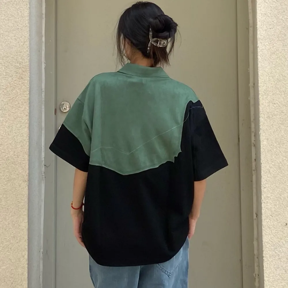 Retro Suede Color Block T-Shirt