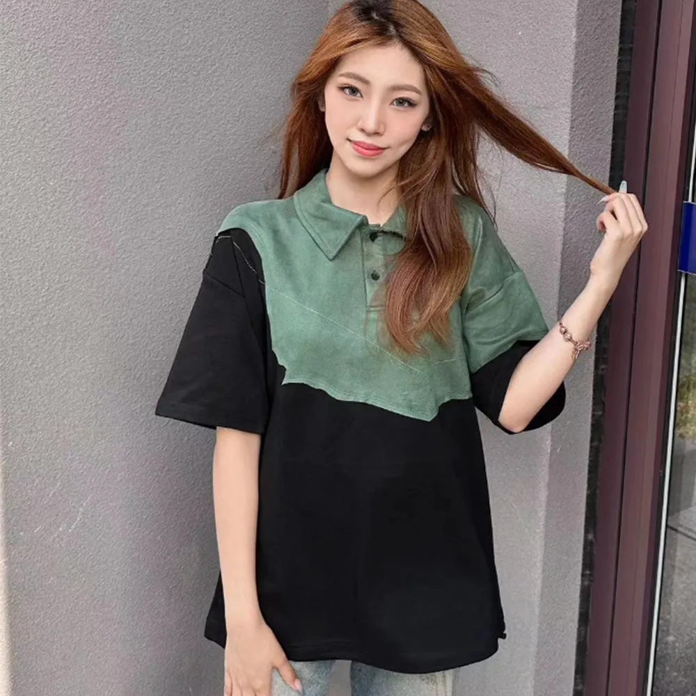 Retro Suede Color Block T-Shirt