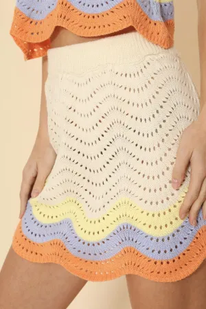 Retro wave knit skirt