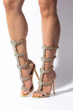 RHINESTONE STRAP HEEL
