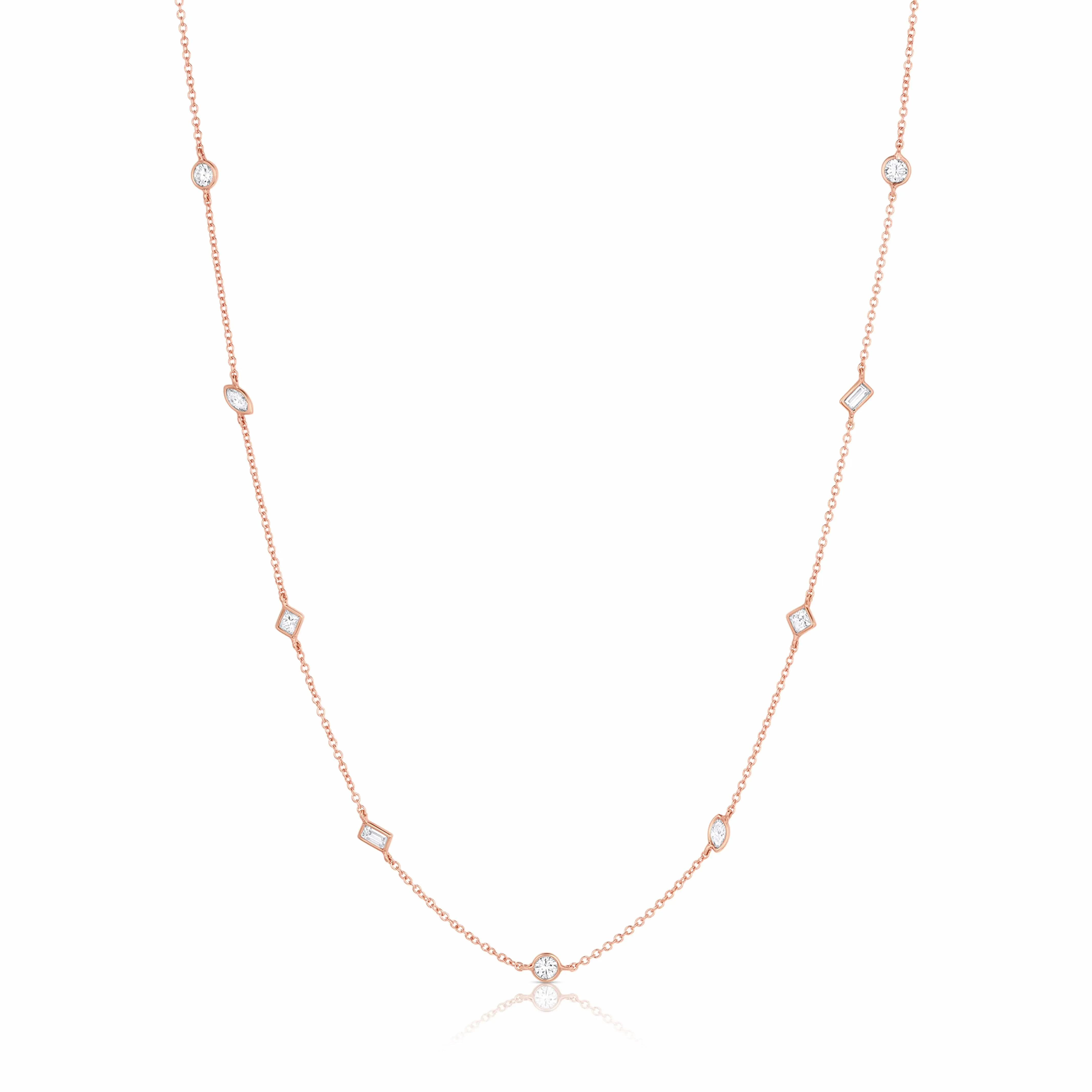 Rivière 18kt Rose Gold Multi Shaped Diamonds by the Yard 18" Necklace