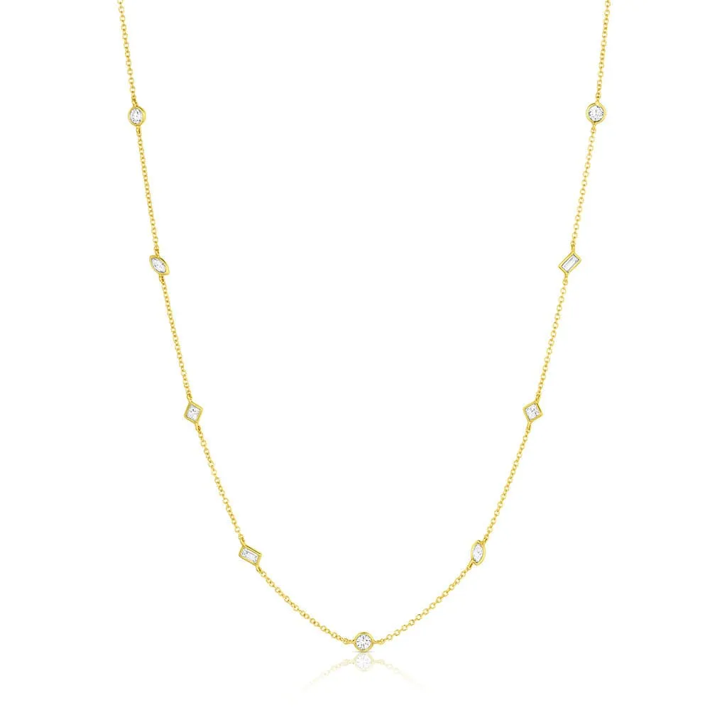 Rivière  18kt Yellow Gold 1.45ctw Multi-Shaped Diamonds by the Yard 16" Necklace