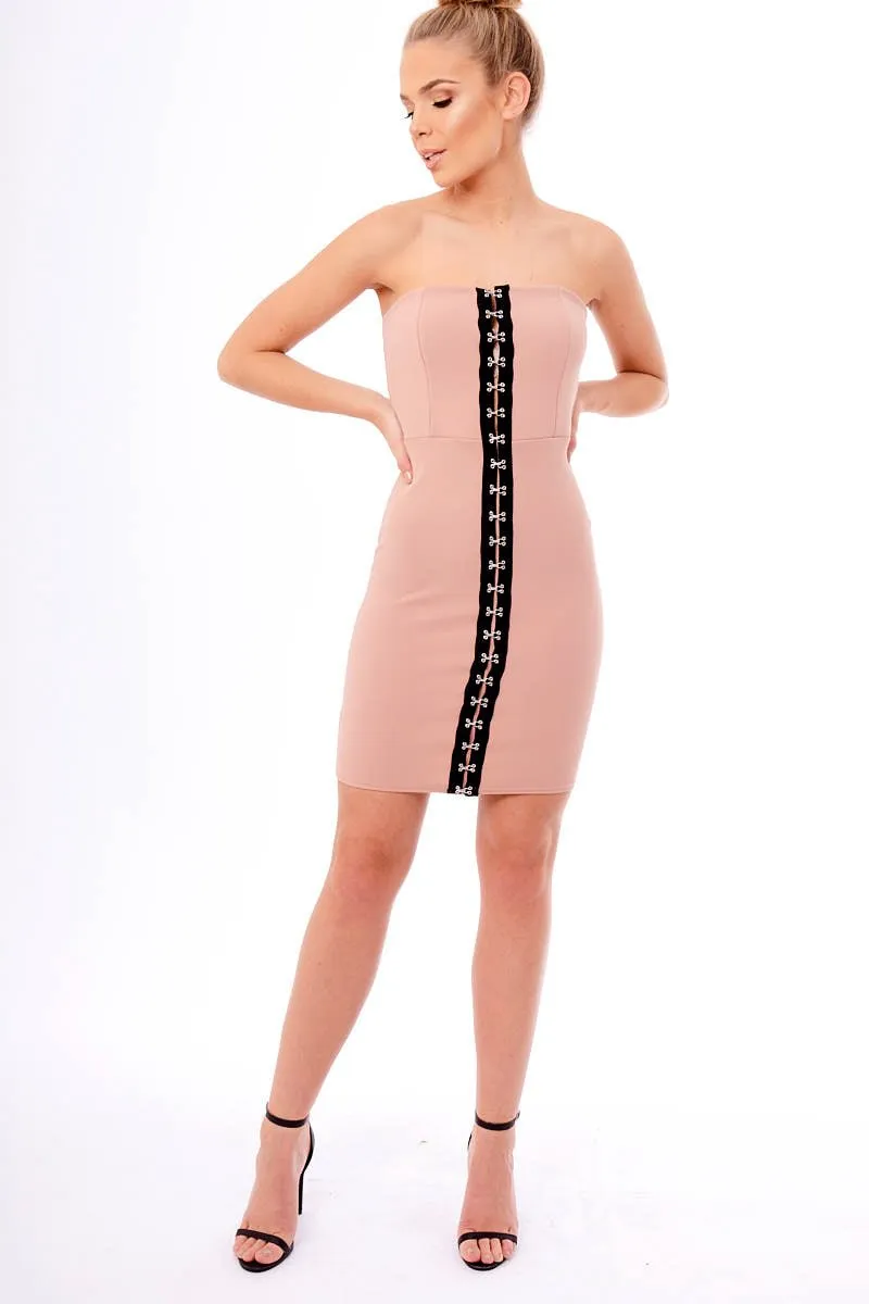 Rose Eyelet Front Bandeau Mini Dress - Kayla