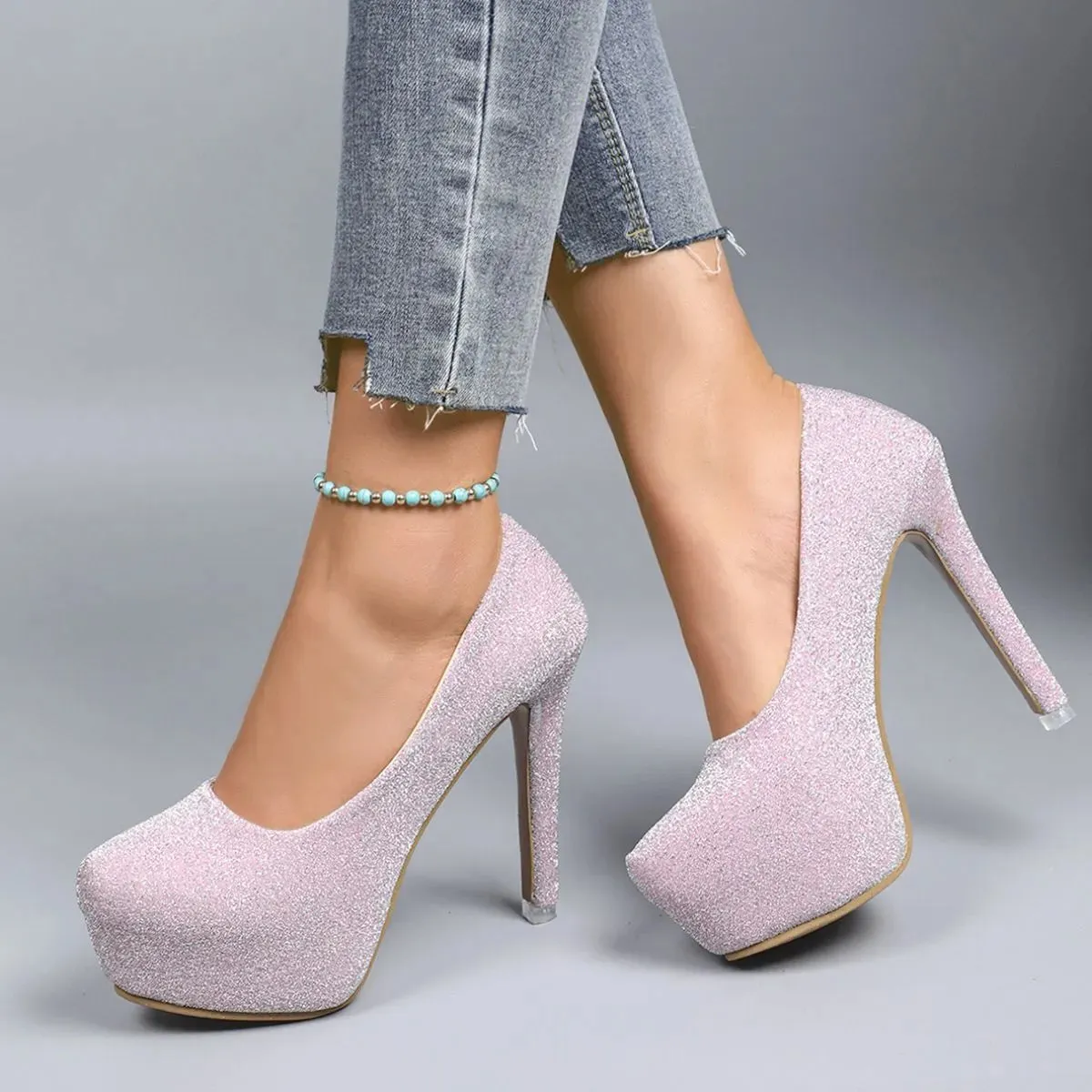 Round Toe Stiletto Pumps