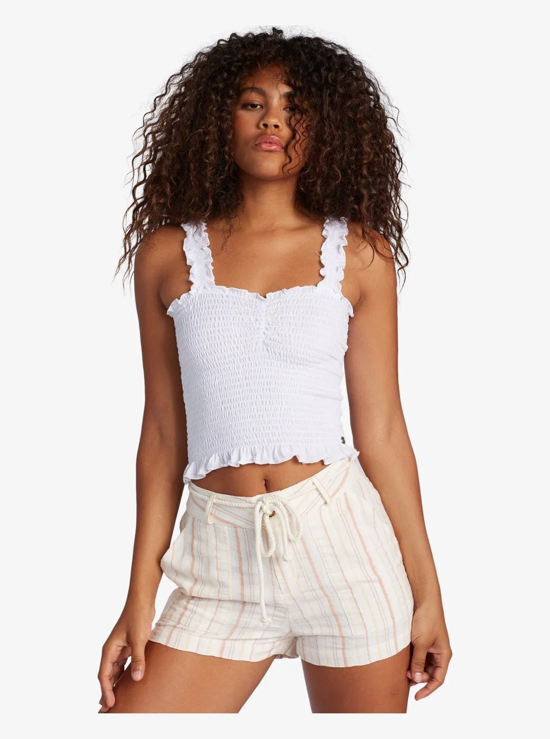Roxy Womens Sunday Mind Smocked Strappy Top