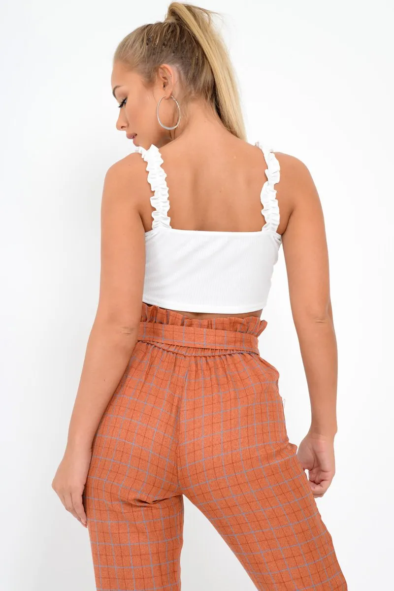Rust Check Paper Bag Trousers - Irma