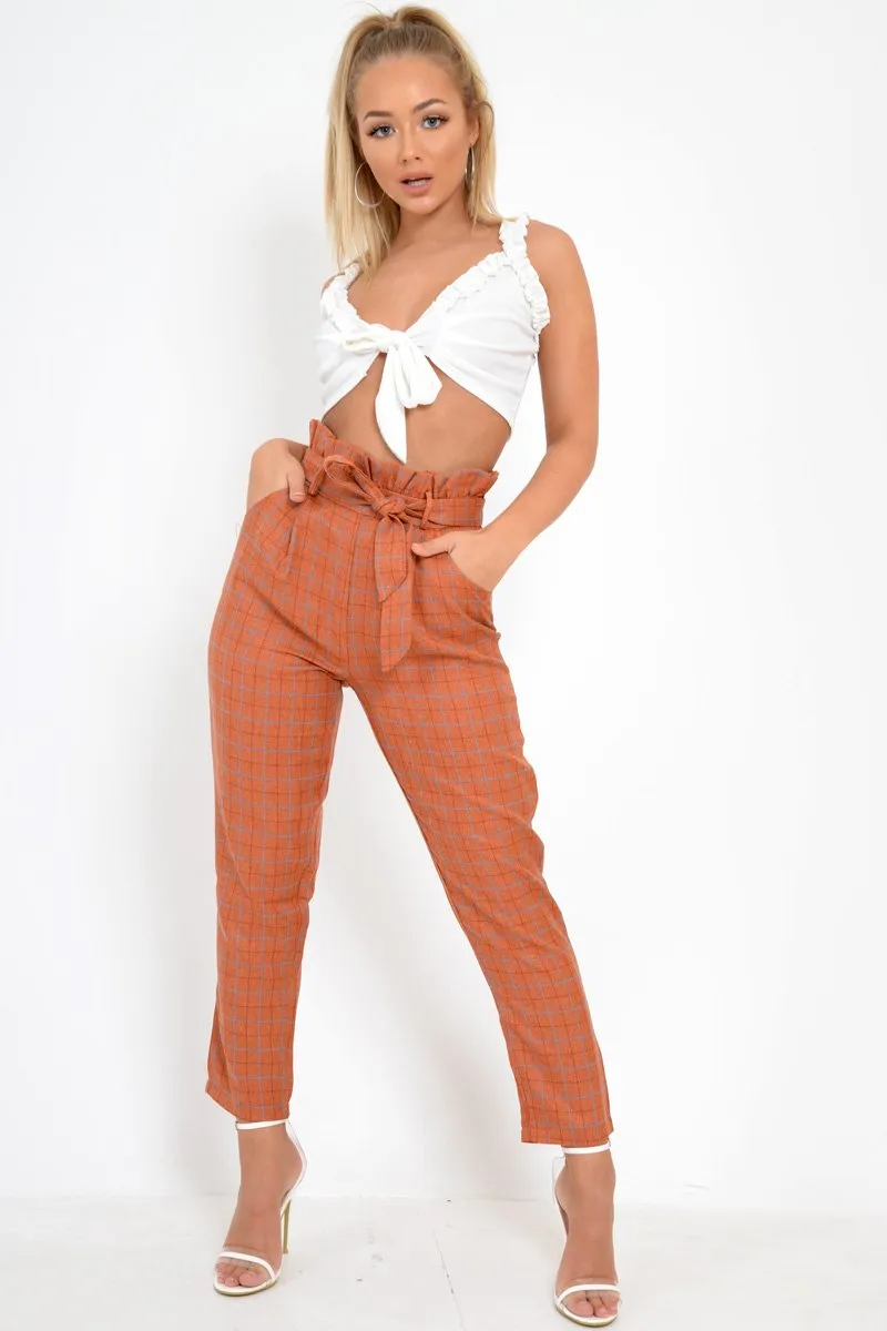 Rust Check Paper Bag Trousers - Irma