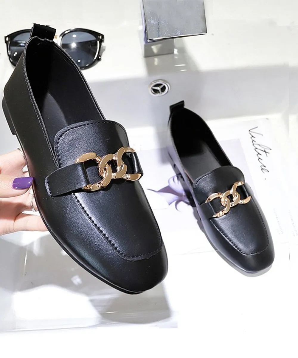 RXFSP Retro Square Toe Lazy Shoes