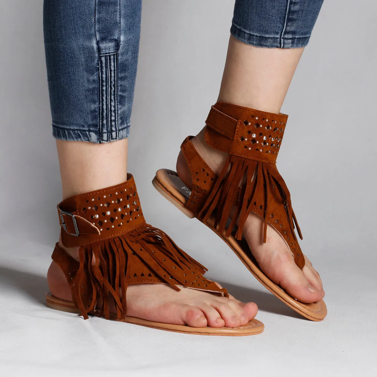 RXFSP Tassel Open Toe Flat Sandals