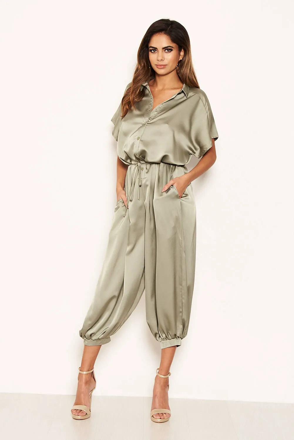 Sage Button Up Jumpsuit
