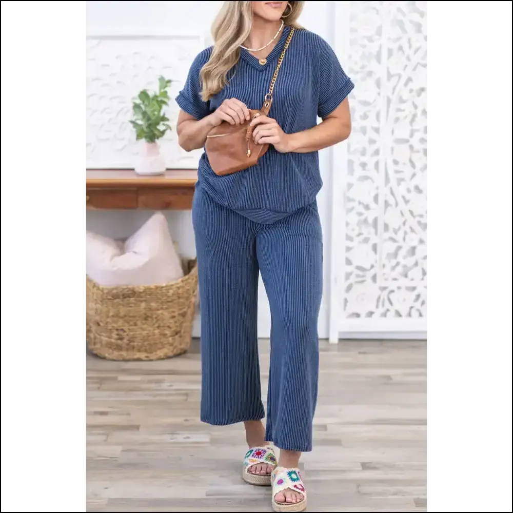 Sail Blue Size Ribbed Set: Wide Leg Pants  Fabulous! ✨ Needful Things