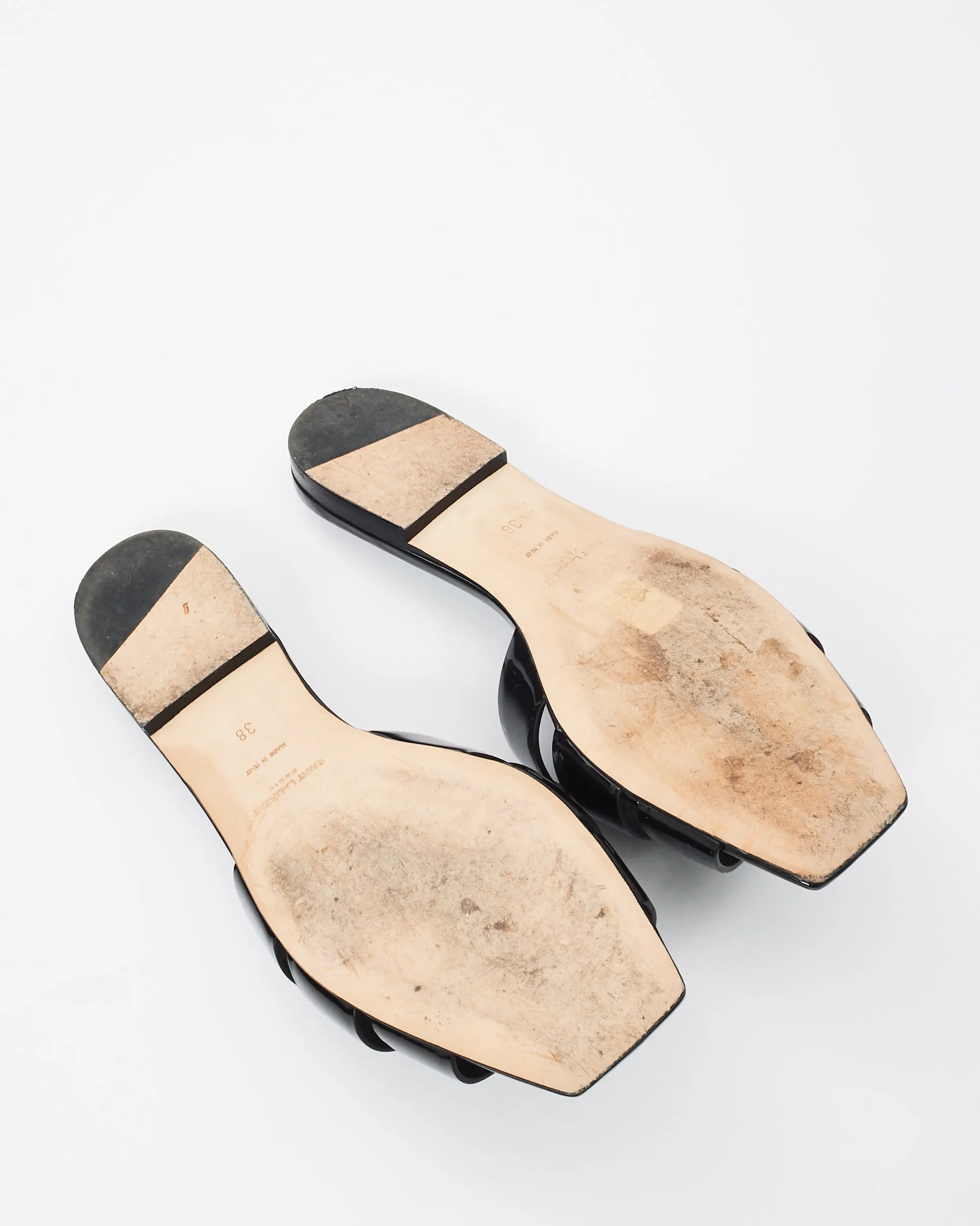 Saint Laurent Black Patent Leather Tribute Sandals - 38