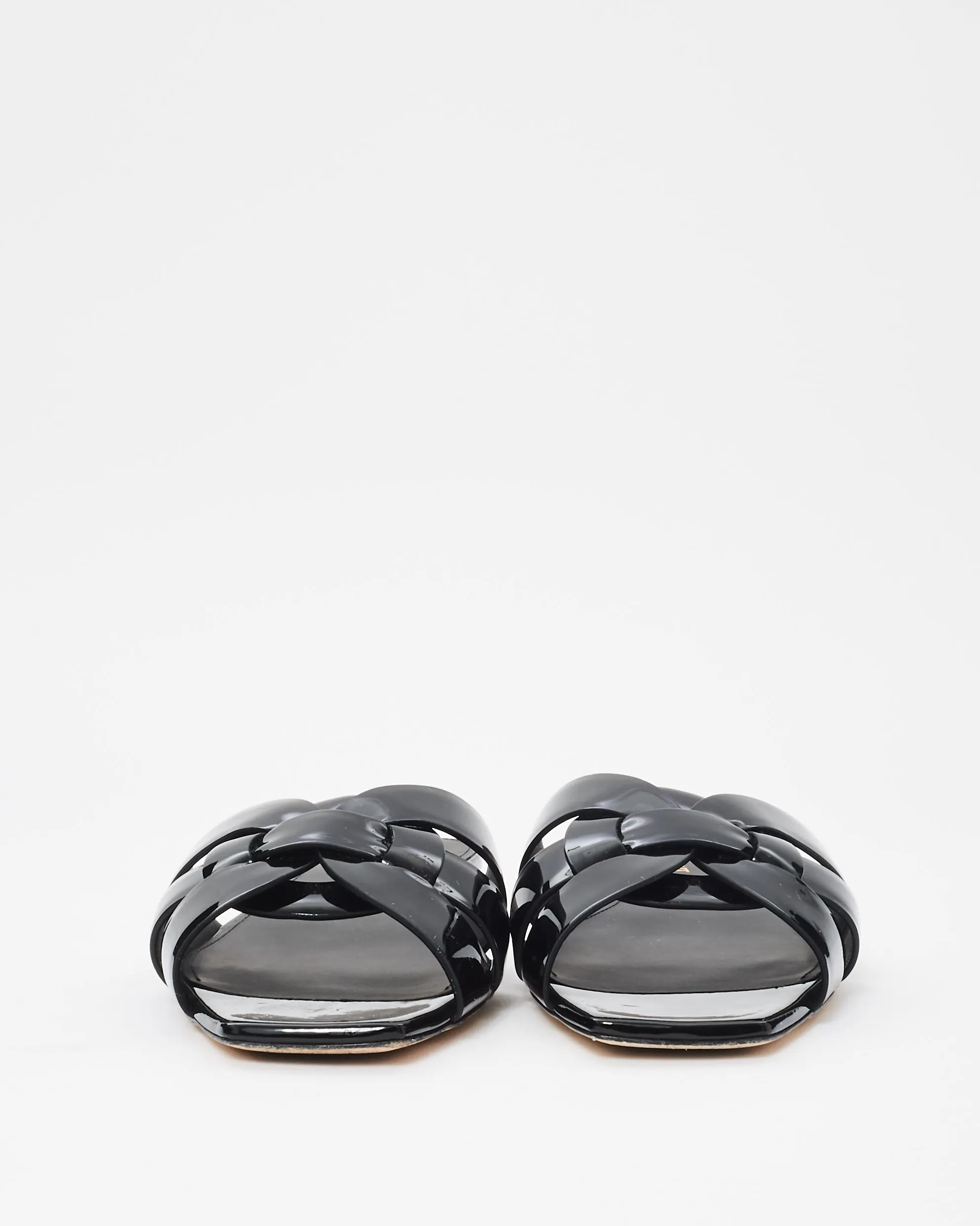 Saint Laurent Black Patent Leather Tribute Sandals - 38