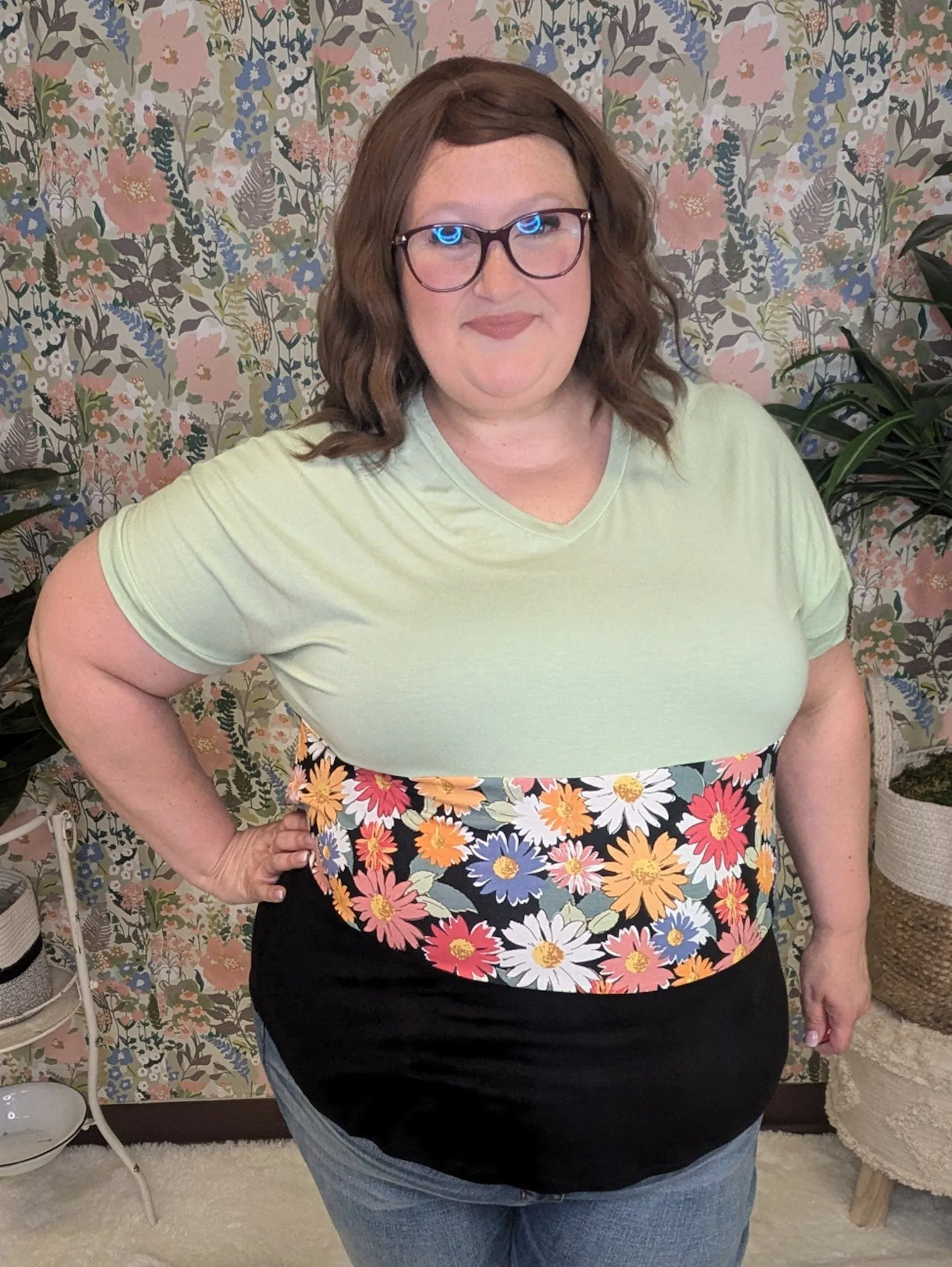 SALE- Maren Sage & Floral Tiered Tee