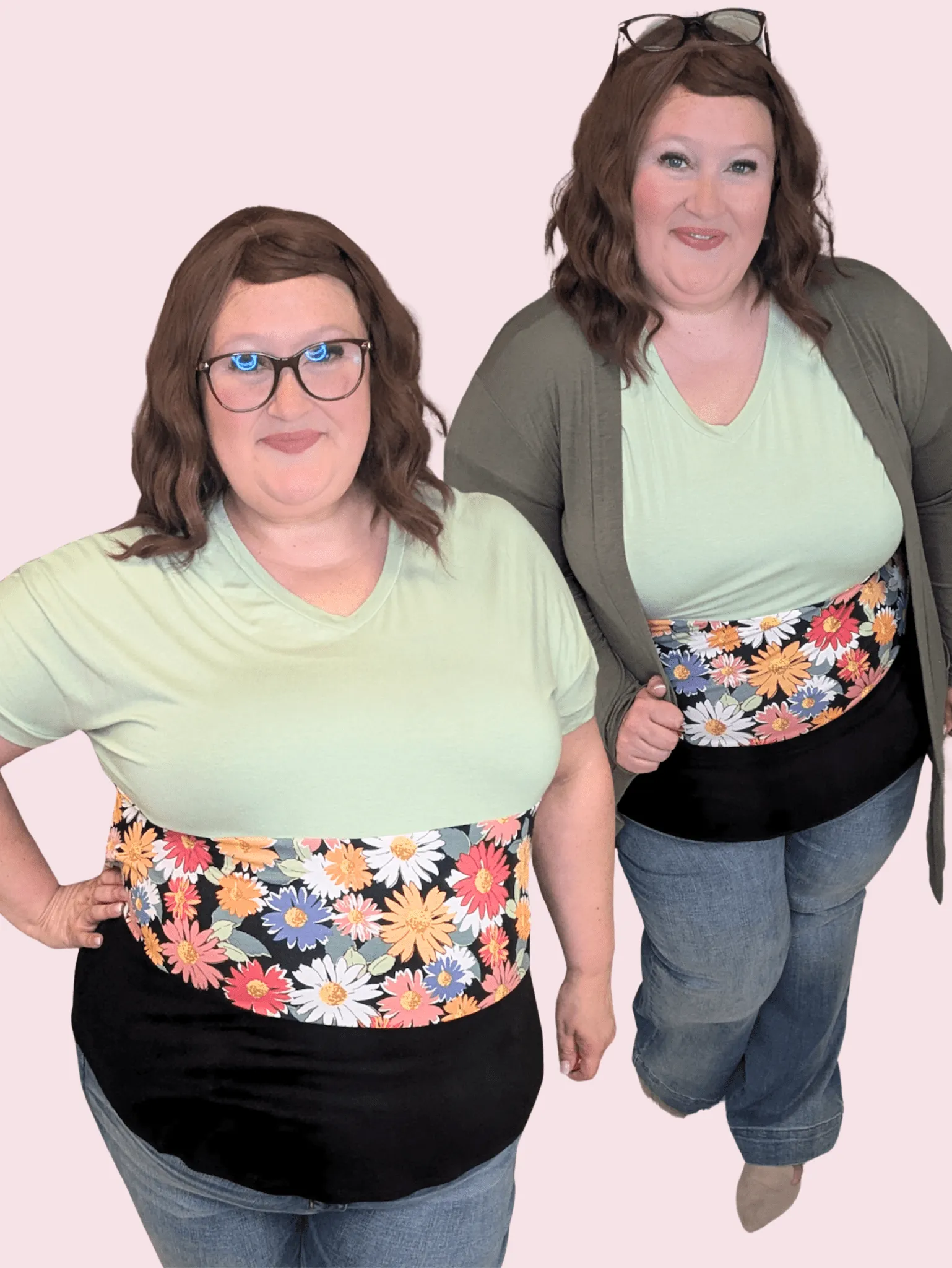 SALE- Maren Sage & Floral Tiered Tee