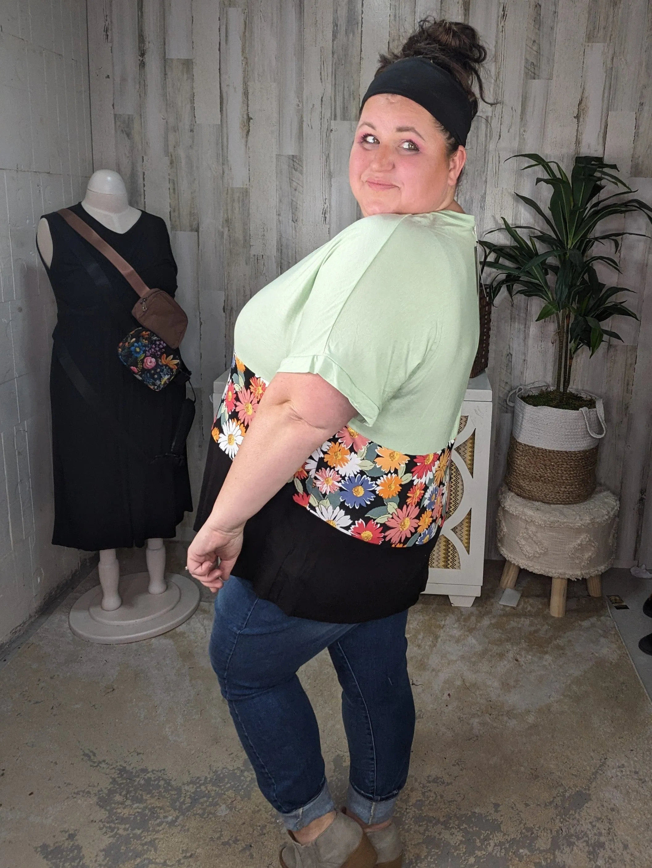 SALE- Maren Sage & Floral Tiered Tee