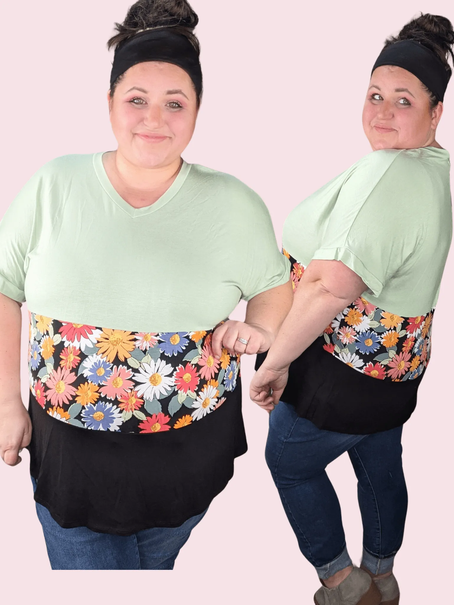 SALE- Maren Sage & Floral Tiered Tee