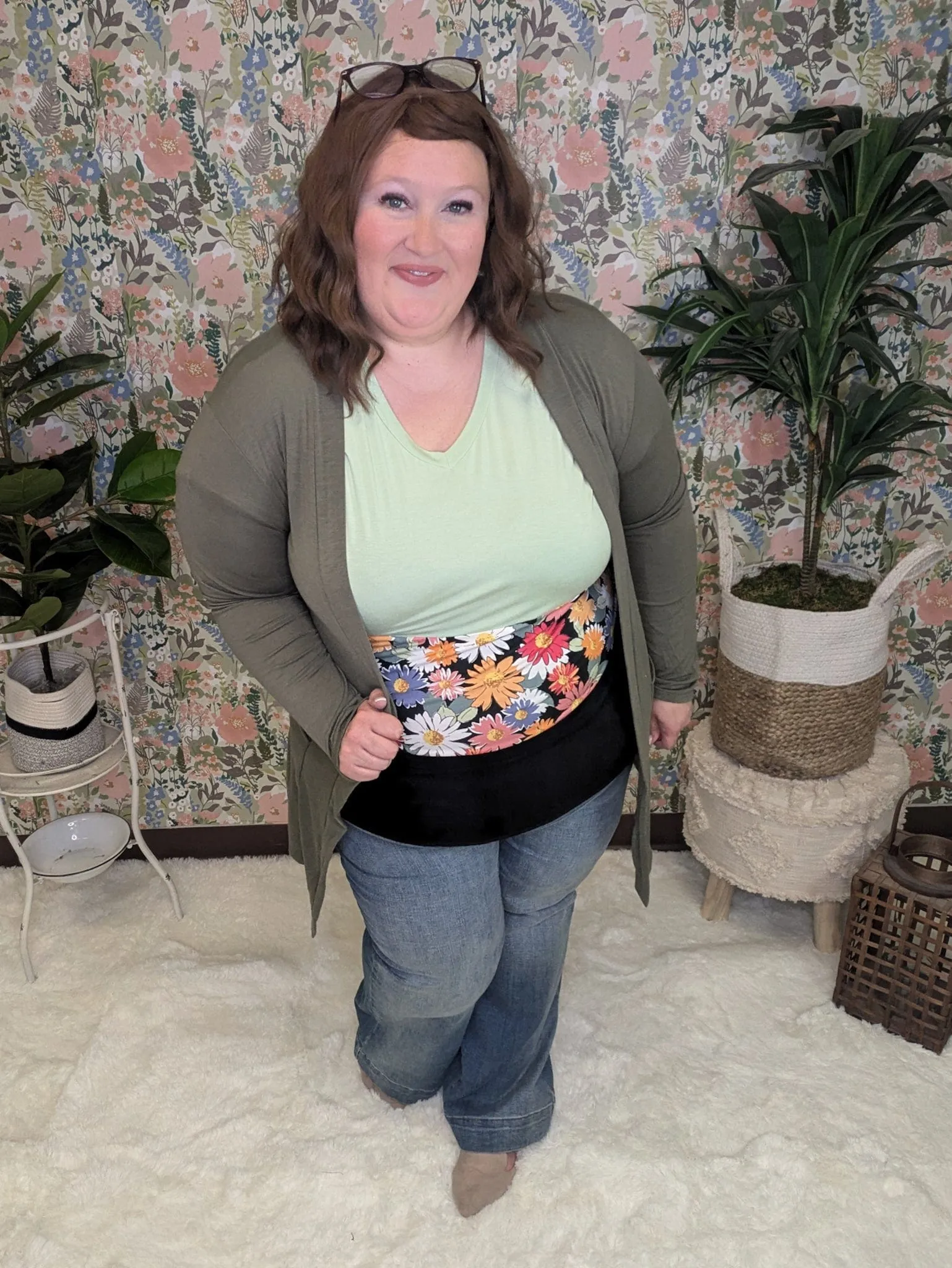 SALE- Maren Sage & Floral Tiered Tee
