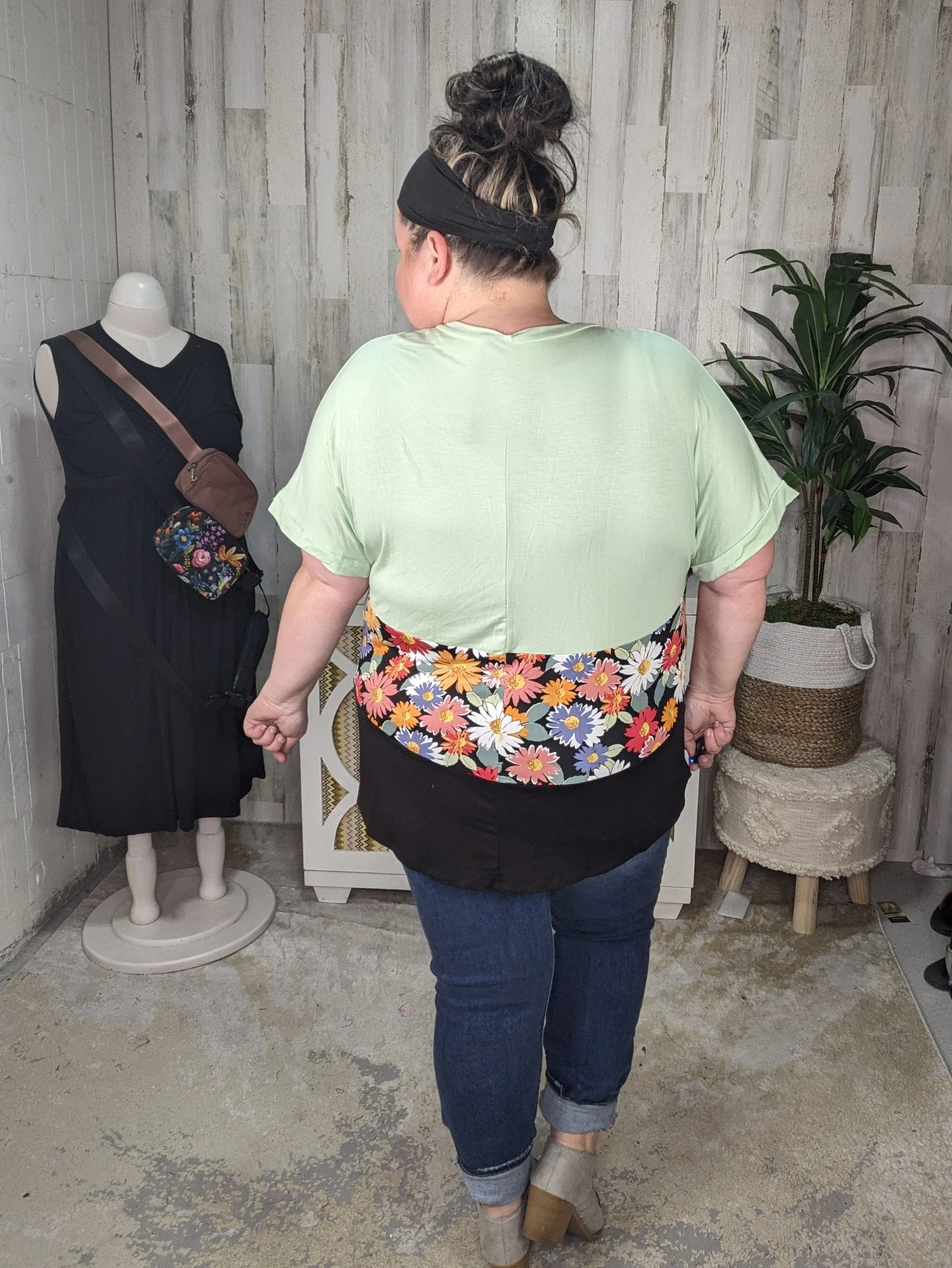 SALE- Maren Sage & Floral Tiered Tee