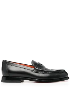 Santoni flat leather loafers