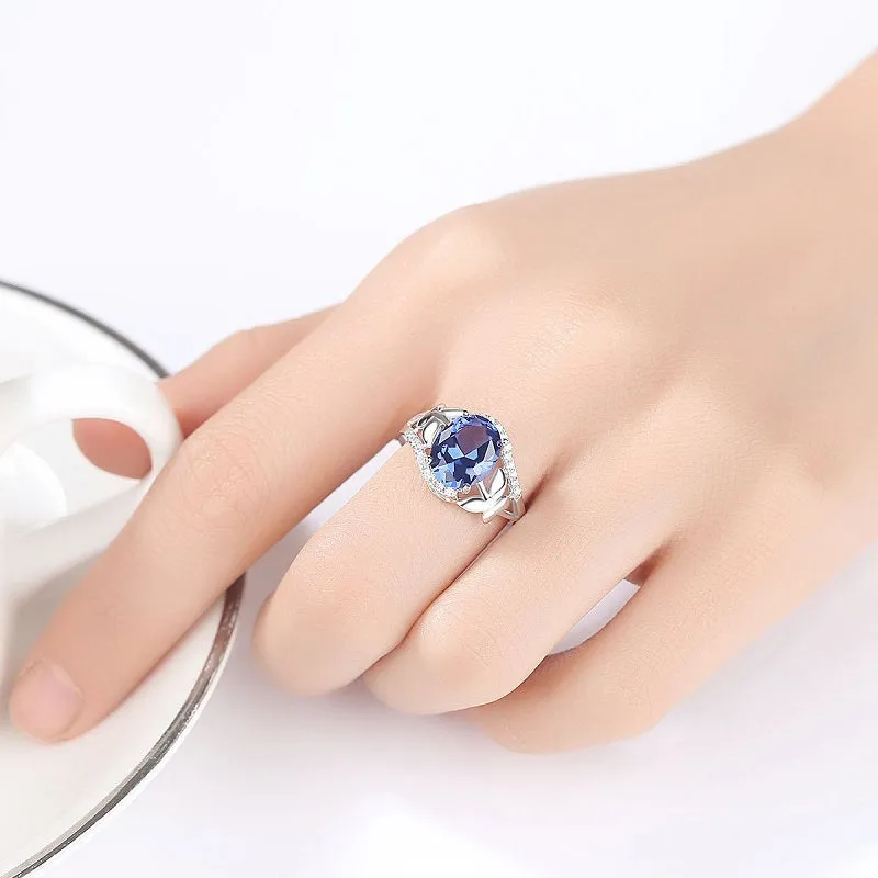 Sapphire Sterling Silver Women's Ring