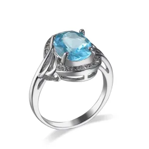 Sea Blue Crystal & Cubic Zirconia Wave Ring