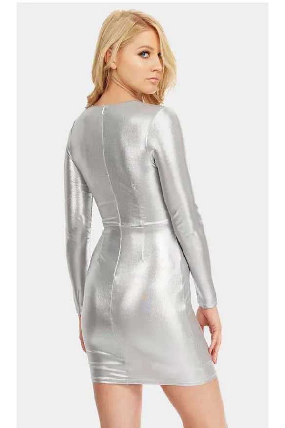 Sexy Silver Metallic Mini Dress