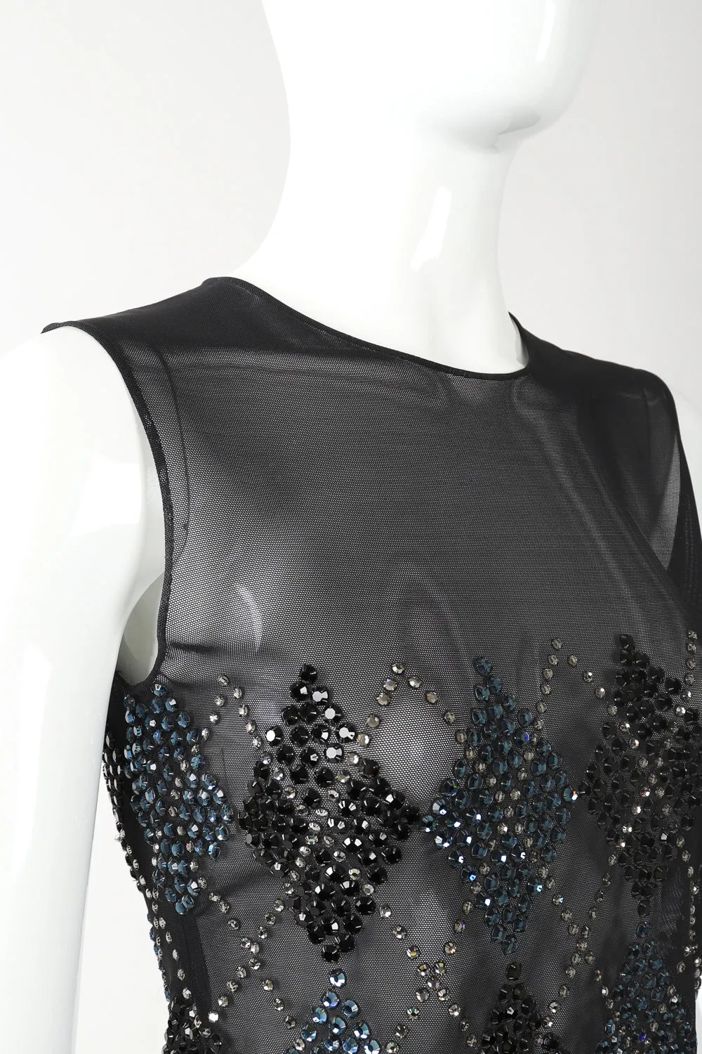Sheer Rhinestone Argyle Top