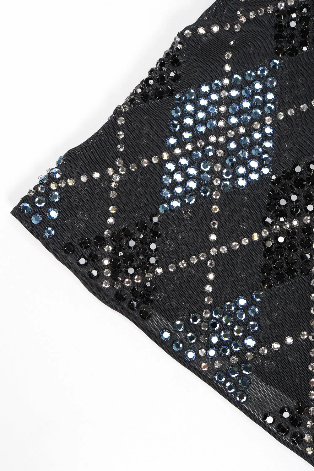 Sheer Rhinestone Argyle Top