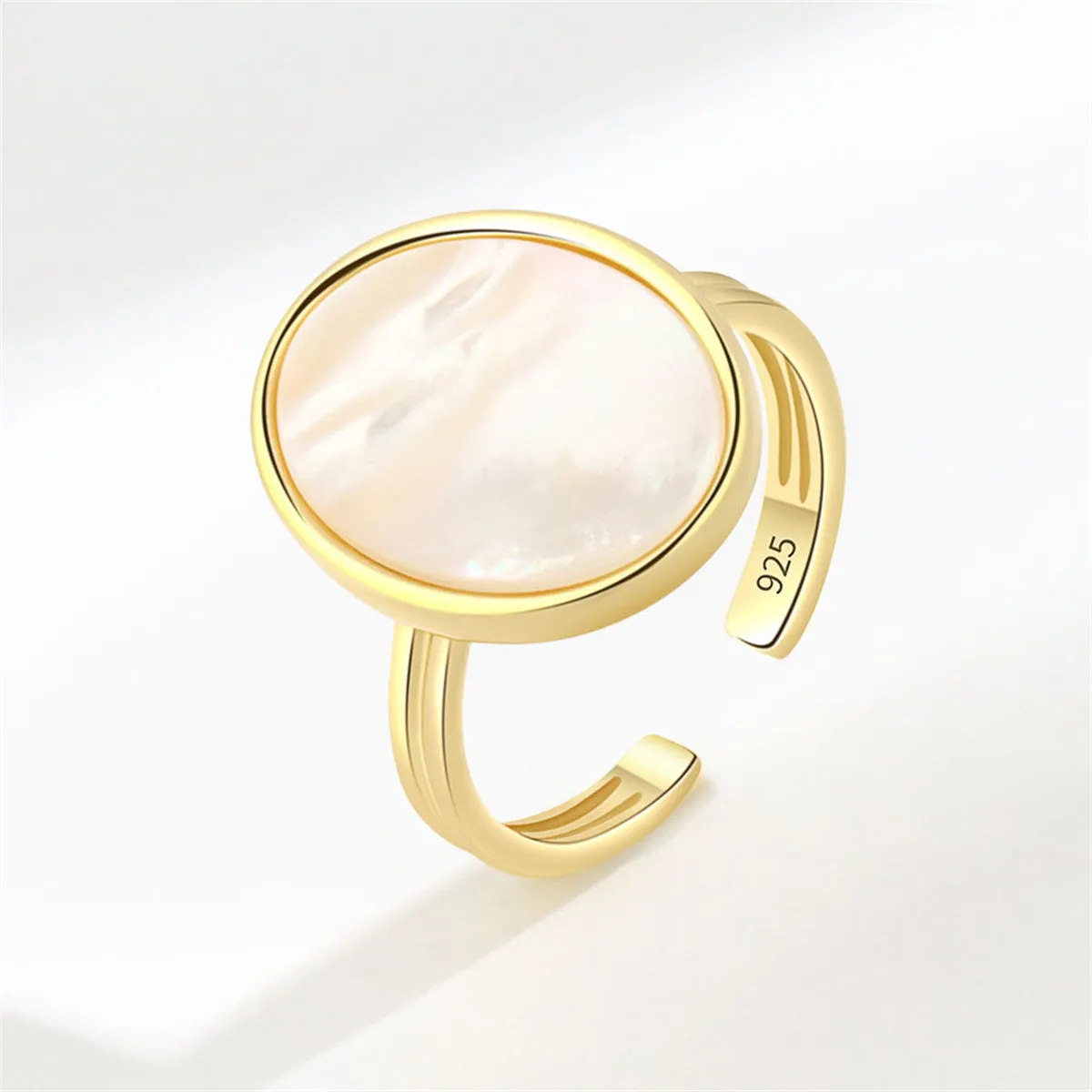 Shell & 18K Gold-Plated Oval Open Ring
