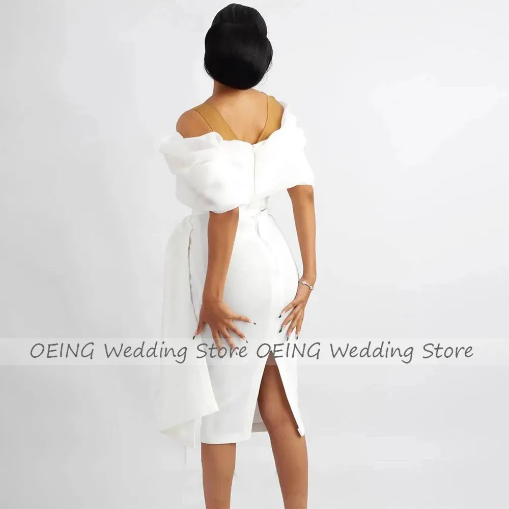 Short Wedding Dress White Off the Shoulder Sheath/Column Wedding Gown for Women