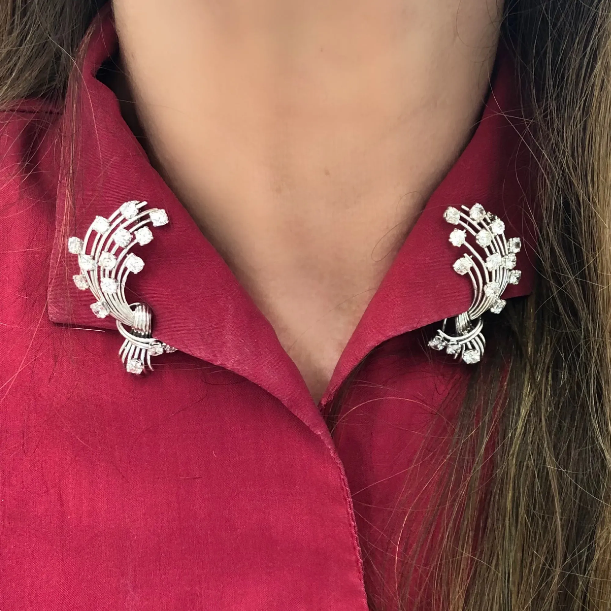 Signed Mauboussin Paris Pair of Clips in Platinum and 18k