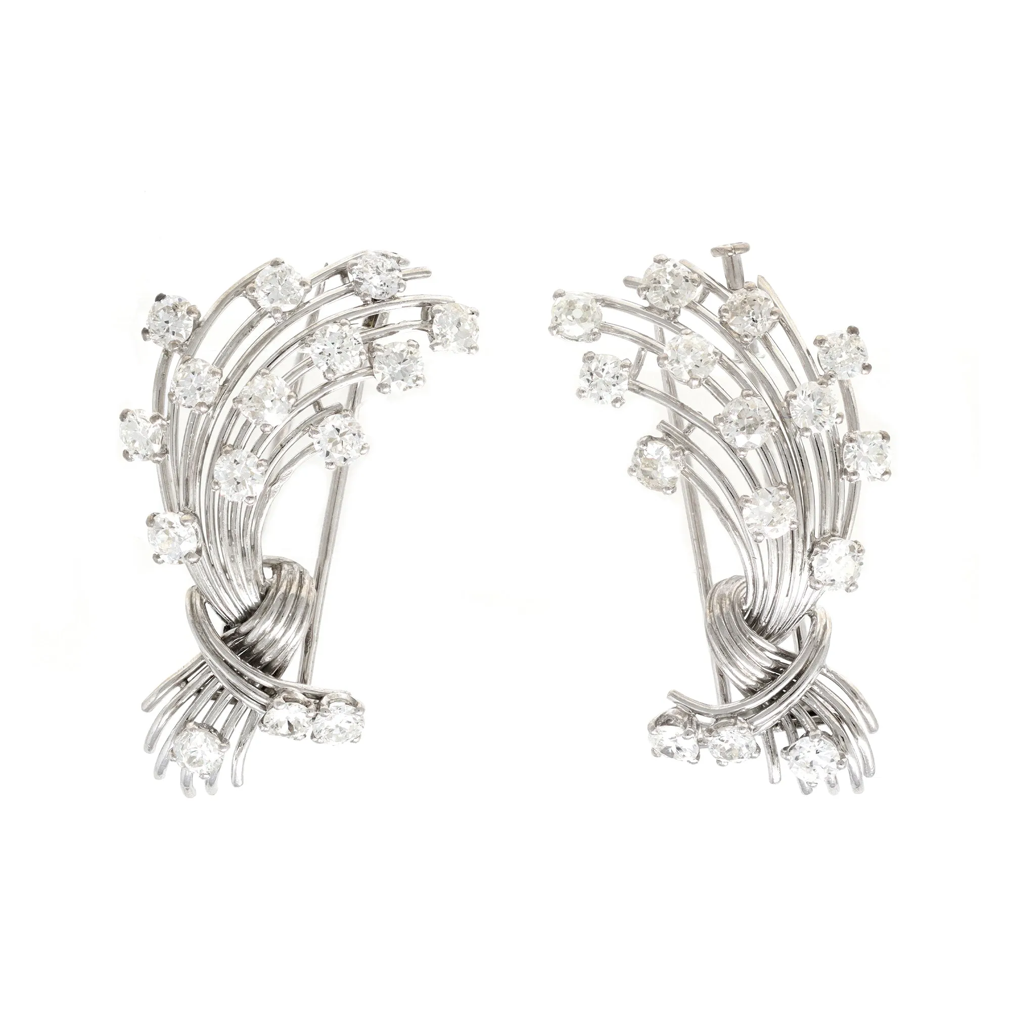 Signed Mauboussin Paris Pair of Clips in Platinum and 18k