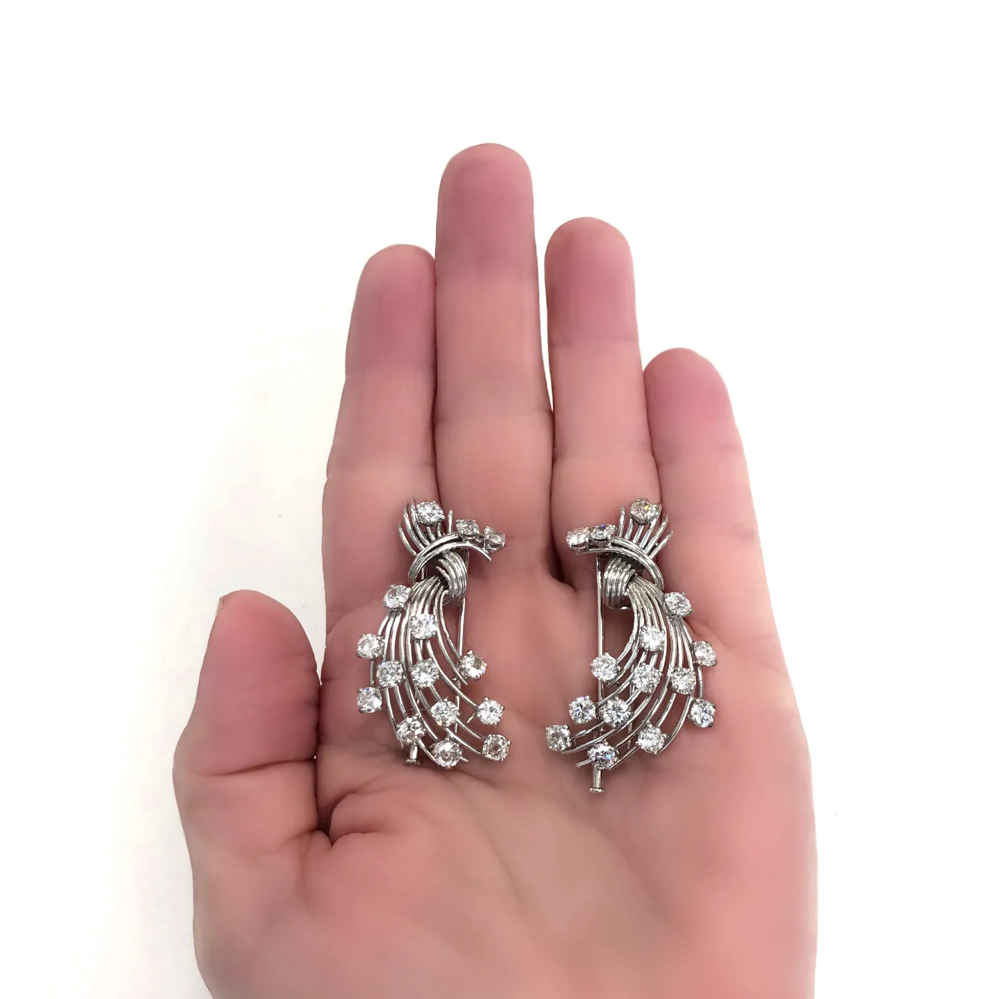 Signed Mauboussin Paris Pair of Clips in Platinum and 18k
